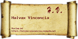 Halvax Vincencia névjegykártya